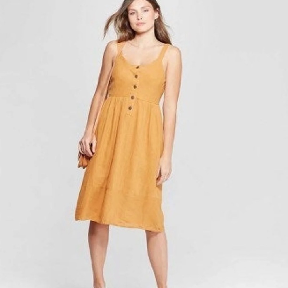 Universal Thread Gold Button Front Midi Dress